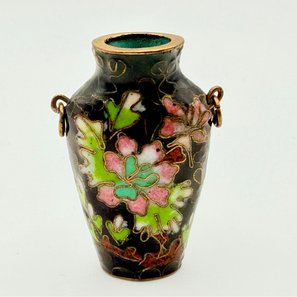 Vintage chinese cloisonne vase pendant